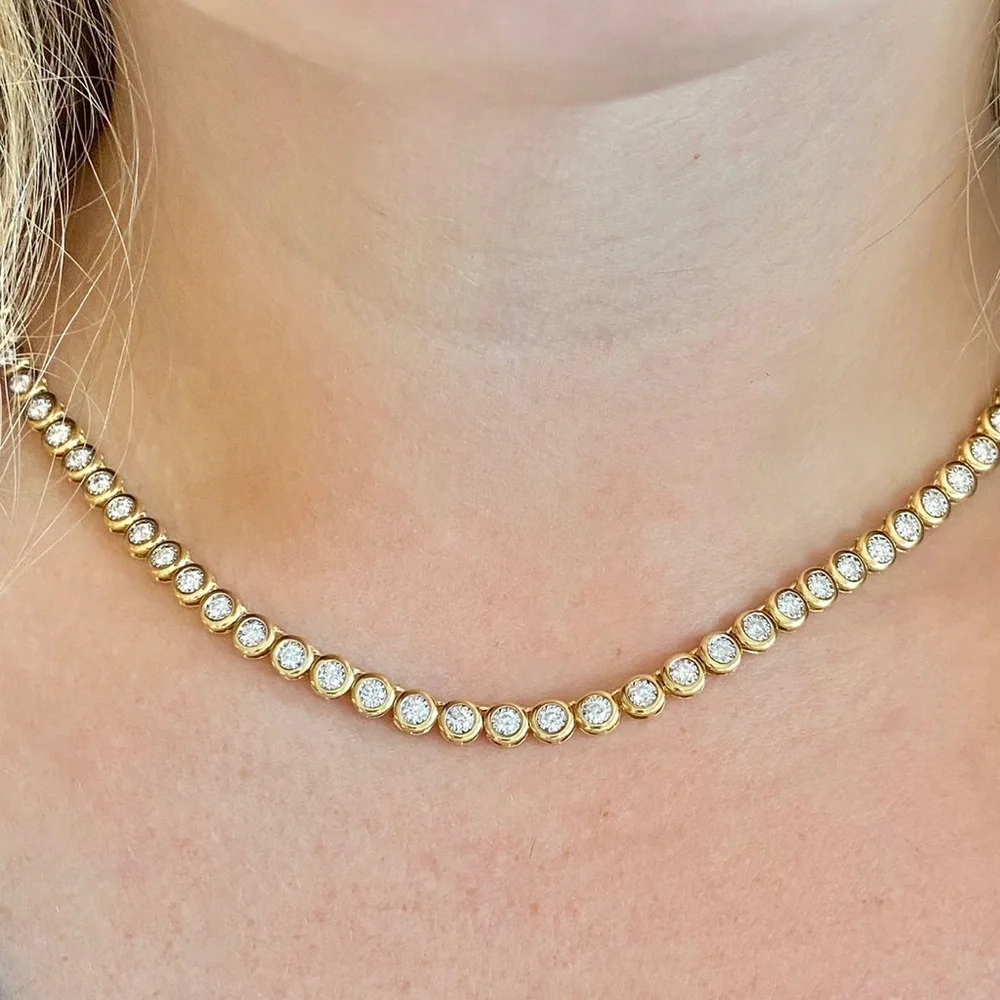 ✨NEW 18k gold plated Round Tennis Necklace – Tarnish Resistant ✨ - Picture 7 of 10